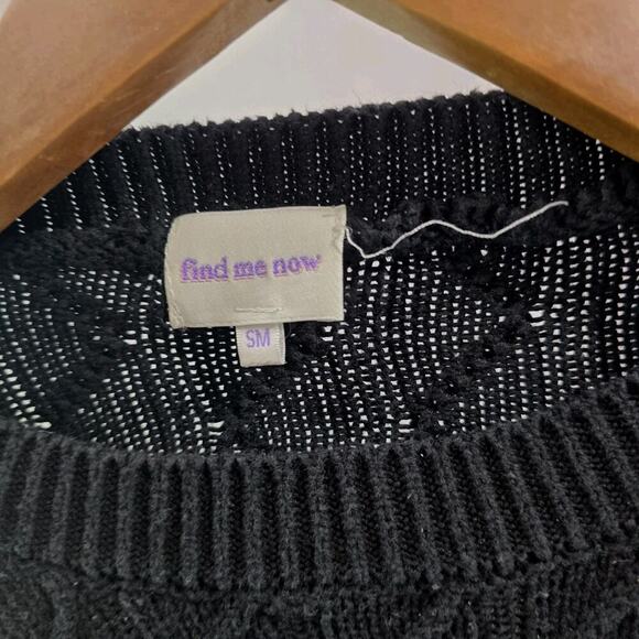 Anthropologie Sweater Women Small Medium Black Fisherman Crop Cable Boxy Find Me - Picture 3 of 10